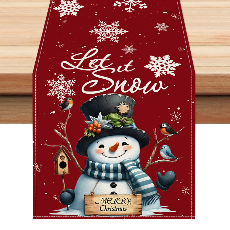 Christmas snowman linen table flag living room dining table decoration tablecloth Christmas restaurant tablecloth coffee table cloth