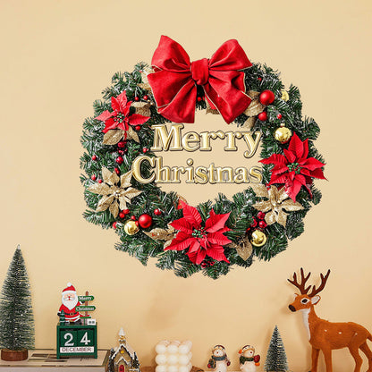 Christmas Bow, Gold and Red Flower Wreath Stickers, Wall Stickers, Decoration for the New Year's Festival