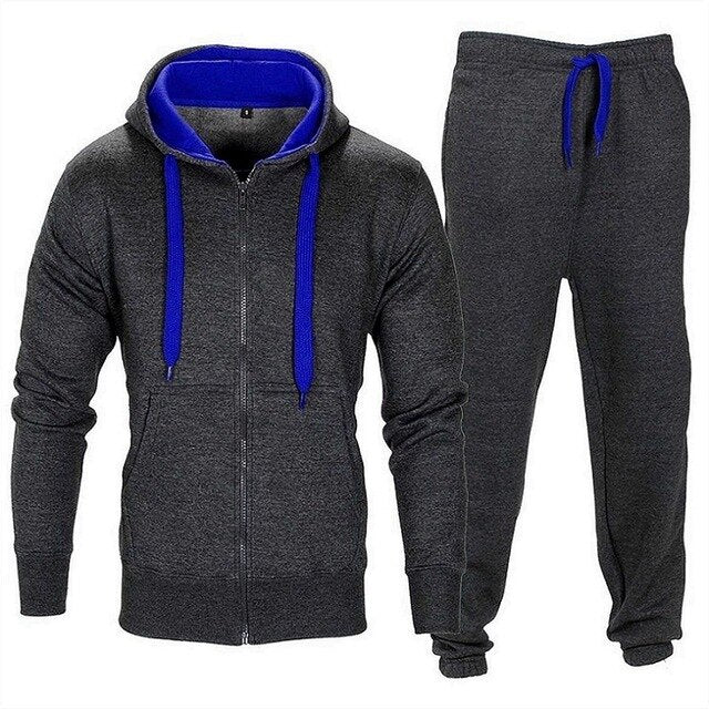 Casual Solid Tracksuit Zipper Hooded Sweatshirt