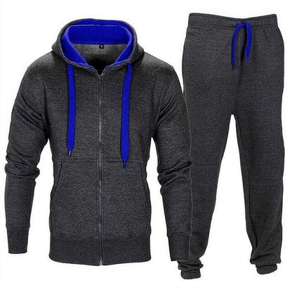 Casual Solid Tracksuit Zipper Hooded Sweatshirt