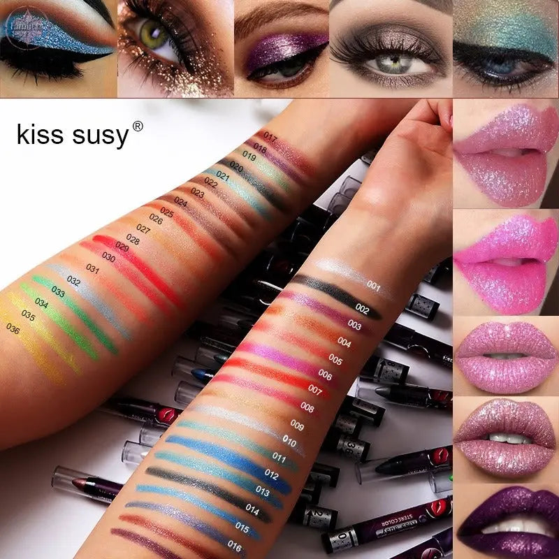 KISS SUSY 36 color eye shadow pencil stick lip pencil 2 in 1 is not easy to smudge  Lamiiche