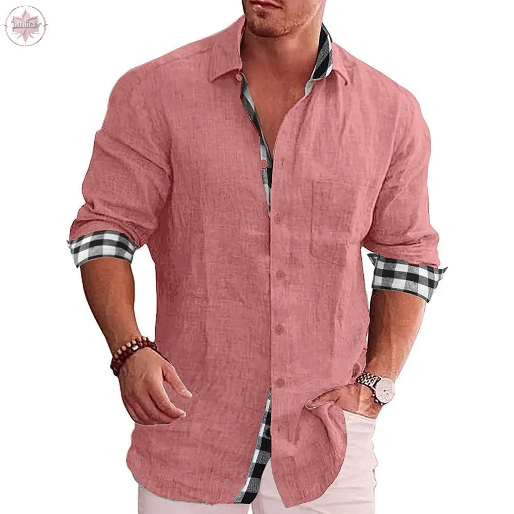 Leisure men's cotton and linen shirt men's shirt men's shirt  Lamiiche