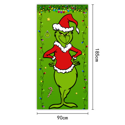 New Christmas Door Curtains, Flags, Outdoor Photography, Santa Claus and Puppies, Background Decoration, Hanging Cloth
