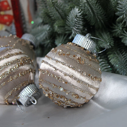 Christmas balls, silk balls, winding balls, painted balls, 8cm, 9pcs, boxed Christmas decorations