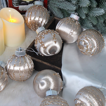 Christmas balls, silk balls, winding balls, painted balls, 8cm, 9pcs, boxed Christmas decorations