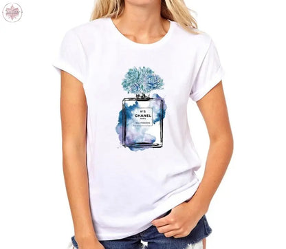 T-shirt Woman Paris Perfume Bottle Sunflower T Shirt Casual Hipster T Shirt Summer Clothes For Women  Lamiiche