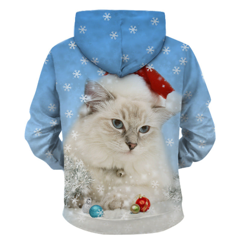 Unisex Men Women Christmas Ugly Cat Funny Snowman Christmas sweater Pockets  Funny Christmas Party