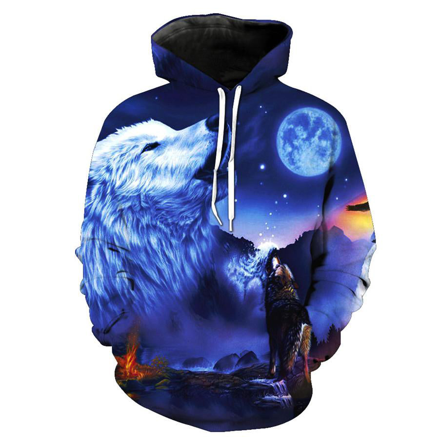 Christmas Man Women 3d Print Sky Star Wolf Moon Whine Hoodies Sweatshirt