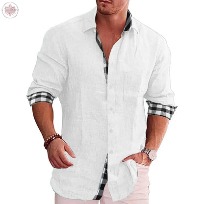 Leisure men's cotton and linen shirt men's shirt men's shirt  Lamiiche