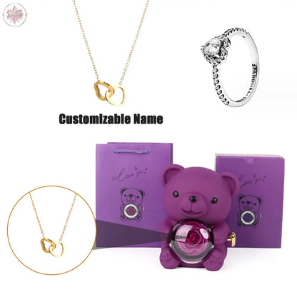 Teddy Bear Jewelry Gift Box with Round Necklace Gifts for Women Mom Wife  Lamiiche