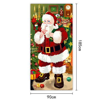 New Christmas Door Curtains, Flags, Outdoor Photography, Santa Claus and Puppies, Background Decoration, Hanging Cloth