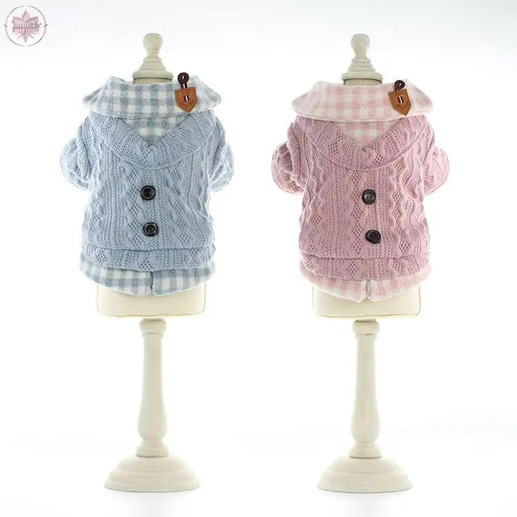 Dog clothes, pet clothes, winter lollipop dog clothes, cat clothes, compared to bear clothes, woolen plaid pet clothes  Lamiiche