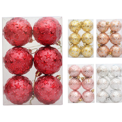 Christmas 6cm Decorative Ball with Starry Sky Relief, Christmas Electroplating Ball Pendant, Venue Decoration Ball