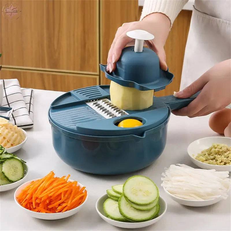 Vegetable Cutter Multifunctional Potato Shredder Household Scraping Radish Grater Slicer with Container Kitchen Gadgets - Lamiiche