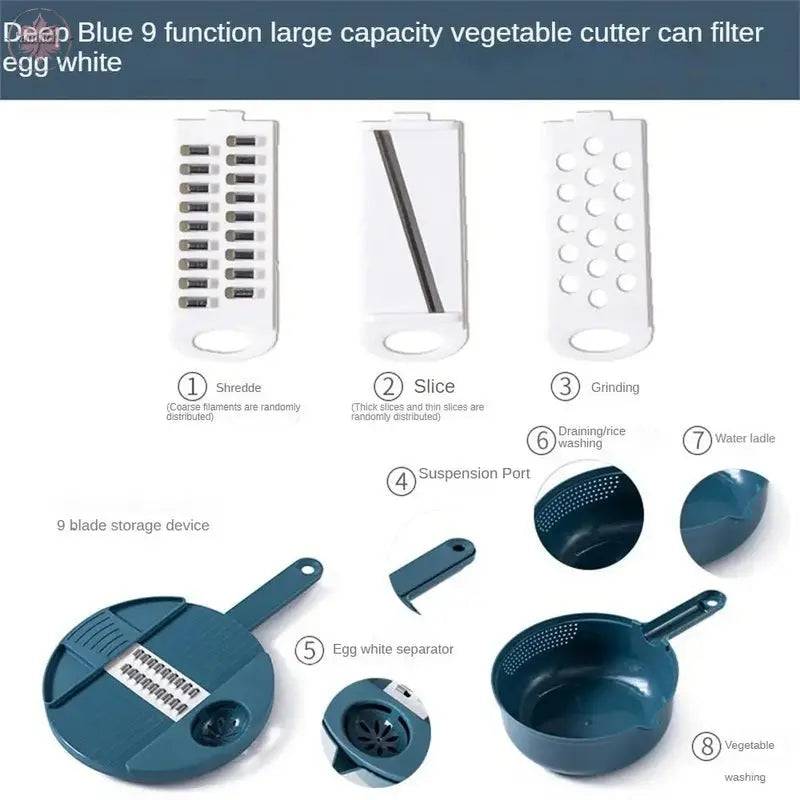 Vegetable Cutter Multifunctional Potato Shredder Household Scraping Radish Grater Slicer with Container Kitchen Gadgets - Lamiiche