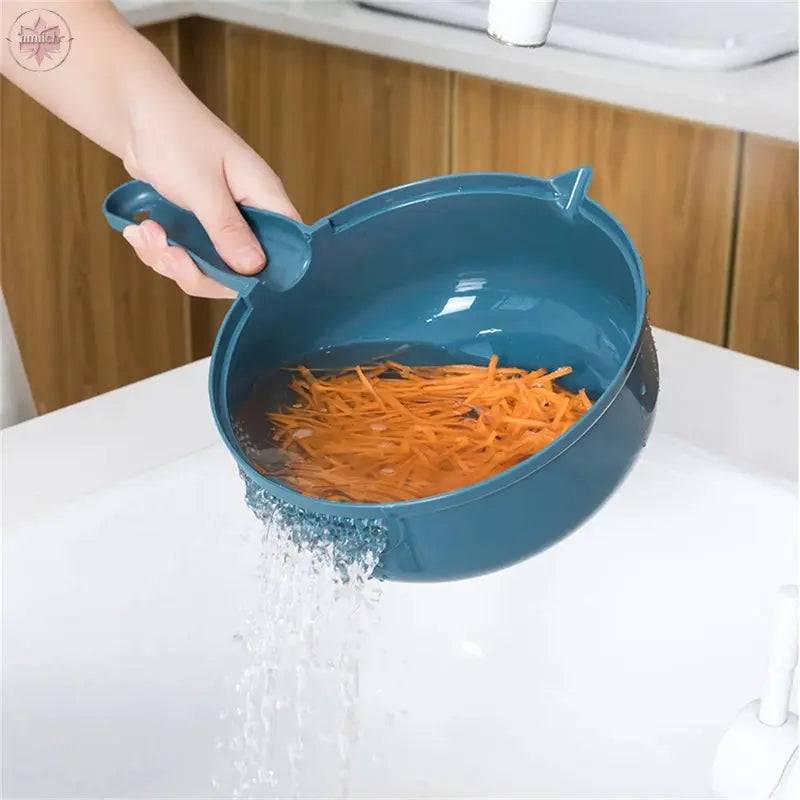 Vegetable Cutter Multifunctional Potato Shredder Household Scraping Radish Grater Slicer with Container Kitchen Gadgets - Lamiiche