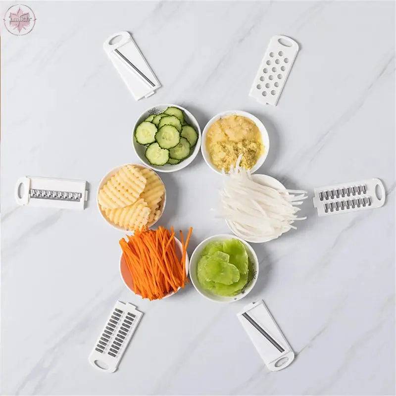 Vegetable Cutter Multifunctional Potato Shredder Household Scraping Radish Grater Slicer with Container Kitchen Gadgets - Lamiiche