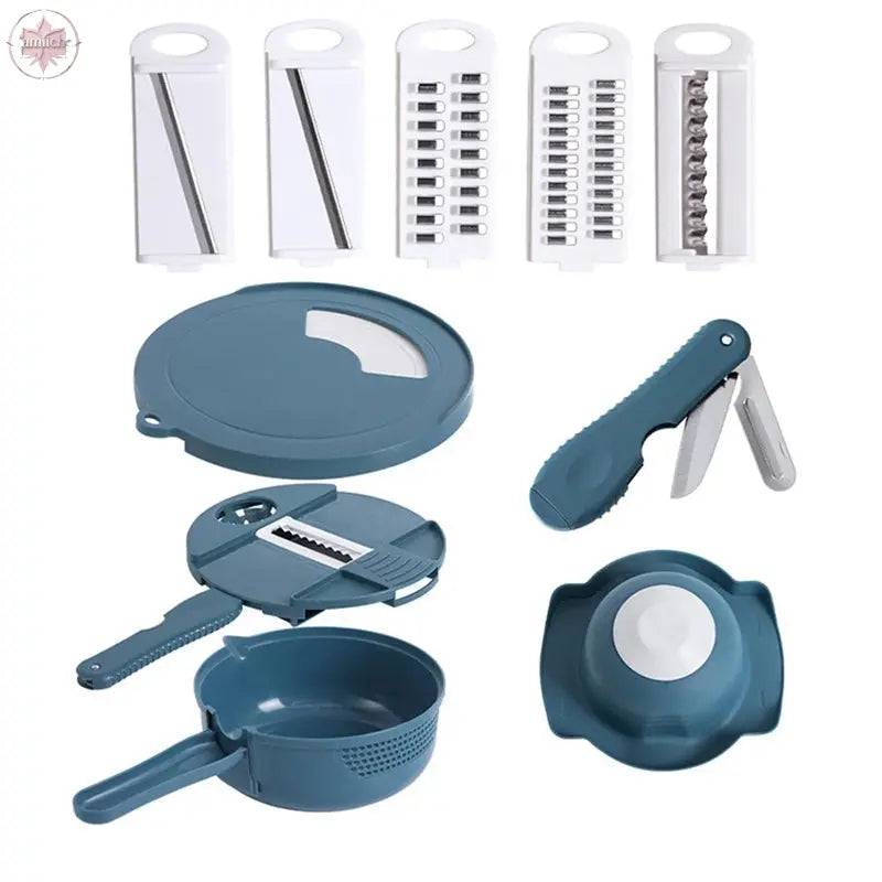 Vegetable Cutter Multifunctional Potato Shredder Household Scraping Radish Grater Slicer with Container Kitchen Gadgets - Lamiiche