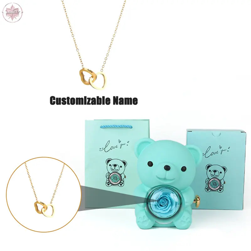 Teddy Bear Jewelry Gift Box with Round Necklace Gifts for Women Mom Wife  Lamiiche