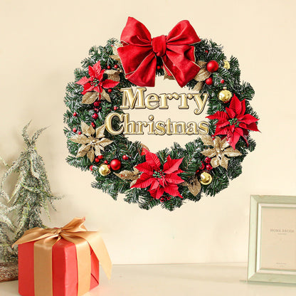 Christmas Bow, Gold and Red Flower Wreath Stickers, Wall Stickers, Decoration for the New Year's Festival