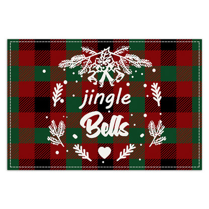 Christmas Tree Elk Printed Meal Mat Christmas Striped Checkered Table Mat White Hemp Western Food Mat