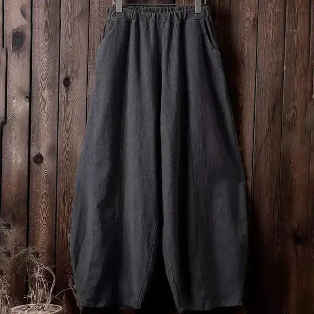 Cotton Linen Style Bloomers Wide Leg Pants 