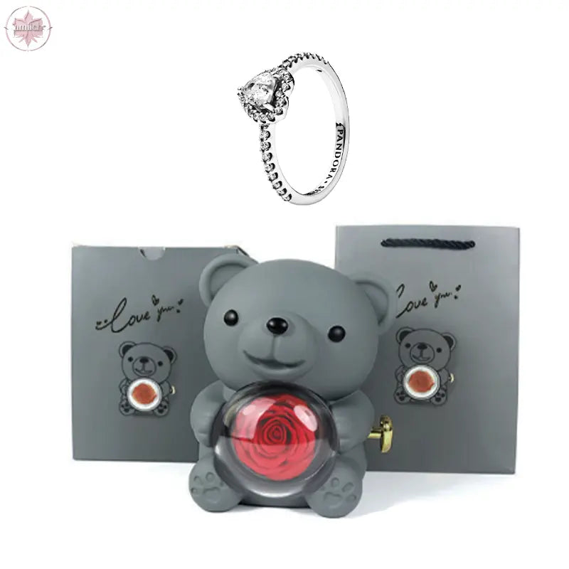 Teddy Bear Jewelry Gift Box with Round Necklace Gifts for Women Mom Wife  Lamiiche