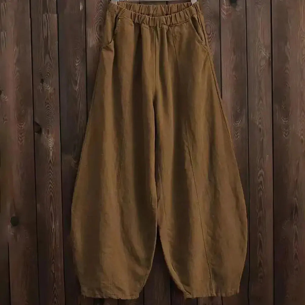 Cotton Linen Style Bloomers Wide Leg Pants 