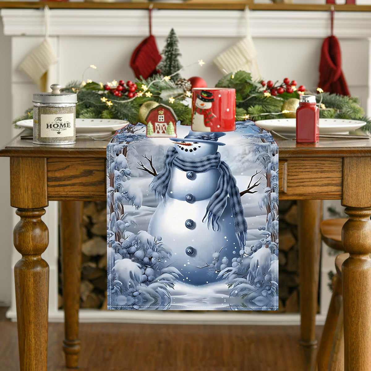 Christmas Snowman Table Flag Festival Restaurant Tablecloth Mat Tablecloth Home Kitchen Table Decoration Tea Flag