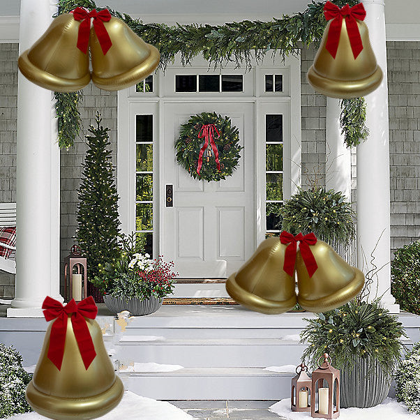 New inflatable Christmas bell with bow decoration for outdoor courtyard decoration