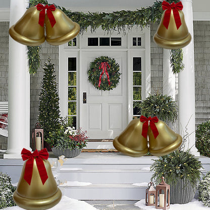 New inflatable Christmas bell with bow decoration for outdoor courtyard decoration