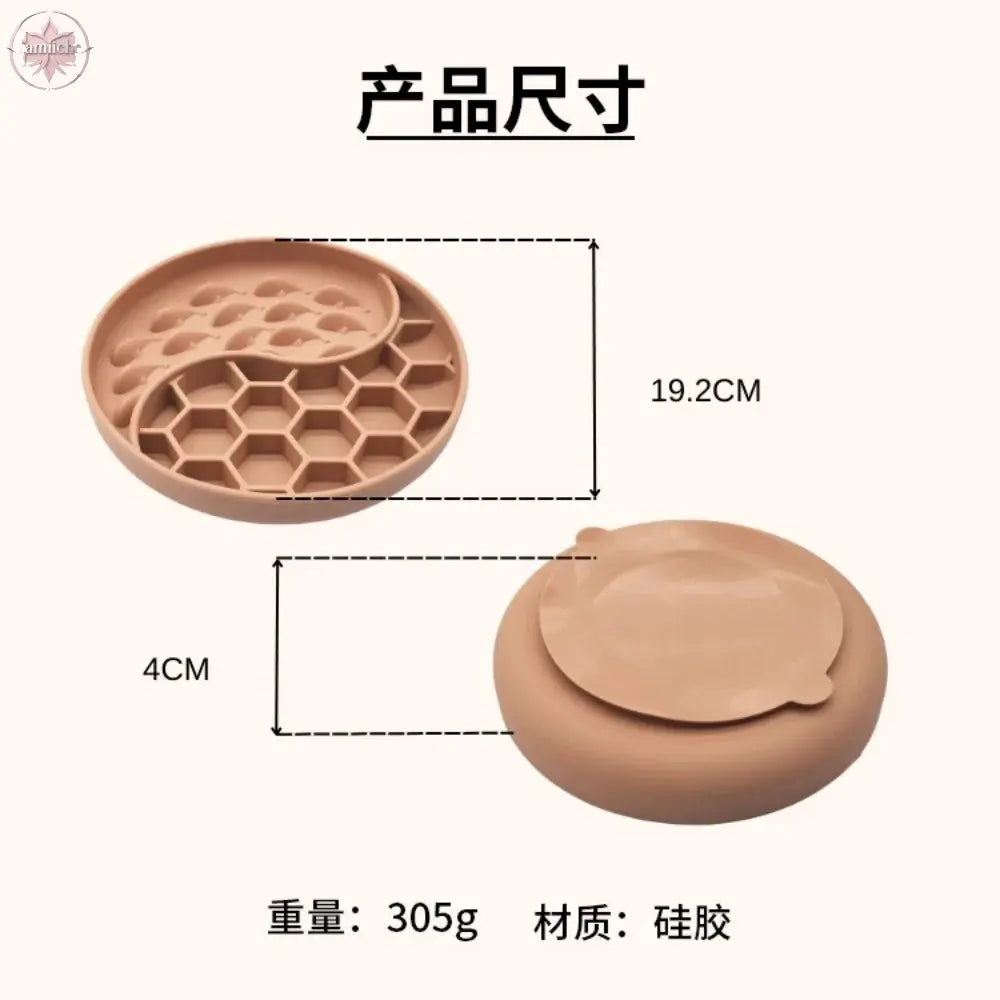 High Temperature Resistant Silicone Dog Food Bowl New Product 2-partition Slow Food Honeycomb Silicone Dog Bowl  Lamiiche