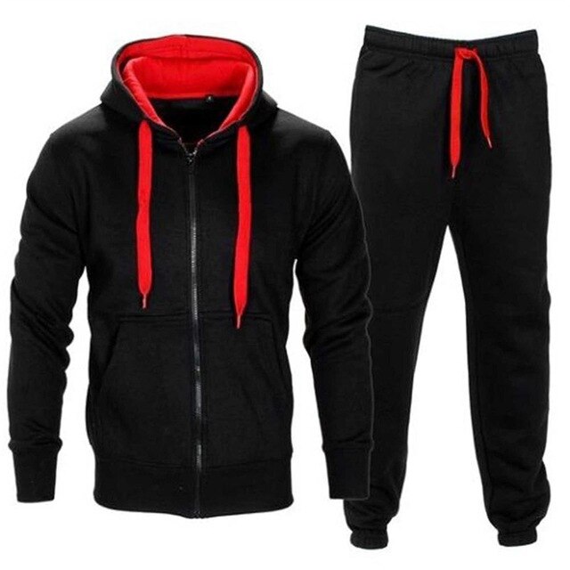 Casual Solid Tracksuit Zipper Hooded Sweatshirt