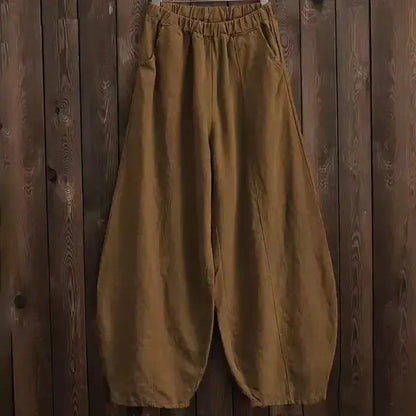 Cotton Linen Style Bloomers Wide Leg Pants 