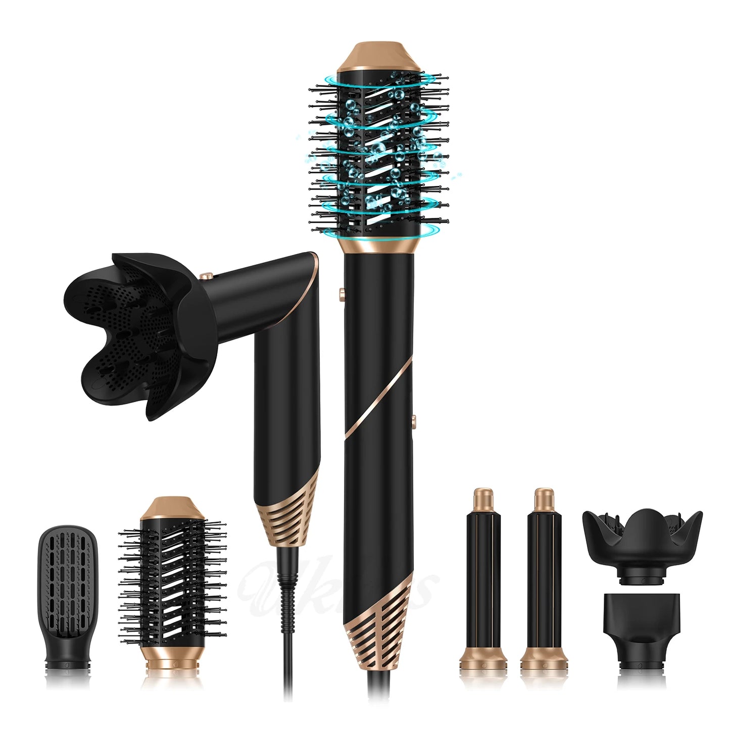 6 in 1 Hair Dryer Brush, Detachable Blow Dryer Brush Set,Negative Ionic Hot Air Brush,Hair Styling Tool,Round Hot Air Straighten