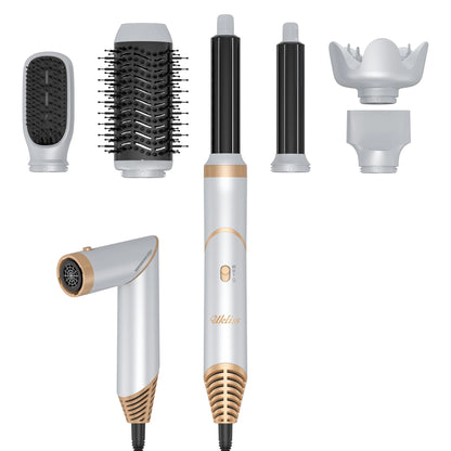 6 in 1 Hair Dryer Brush, Detachable Blow Dryer Brush Set,Negative Ionic Hot Air Brush,Hair Styling Tool,Round Hot Air Straighten