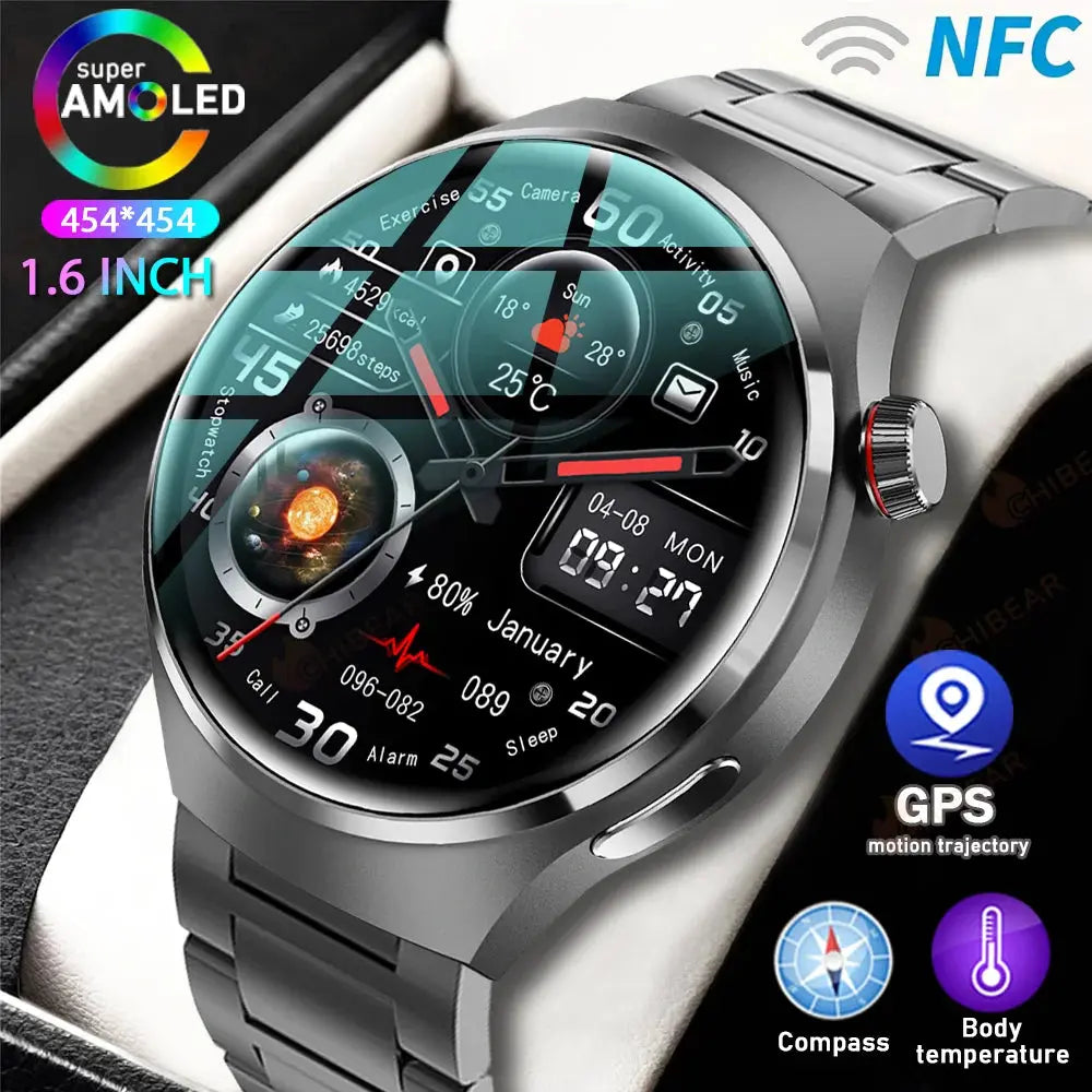 For HUAWEI GT4 Pro GPS NFC Smart Watch Men 360*360 AMOLED Screen Heart rate Bluetooth Call IP68 Waterproof Man Smartwatch 2024  Lamiiche