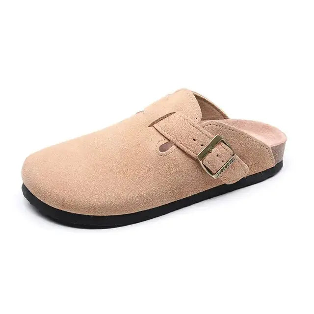 Baotou Women Closed Toe Cork Slippers 