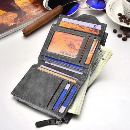 Wallet Men Soft Leather wallet with removable card slots multifunction men wallet purse male clutch top quality !  Lamiiche