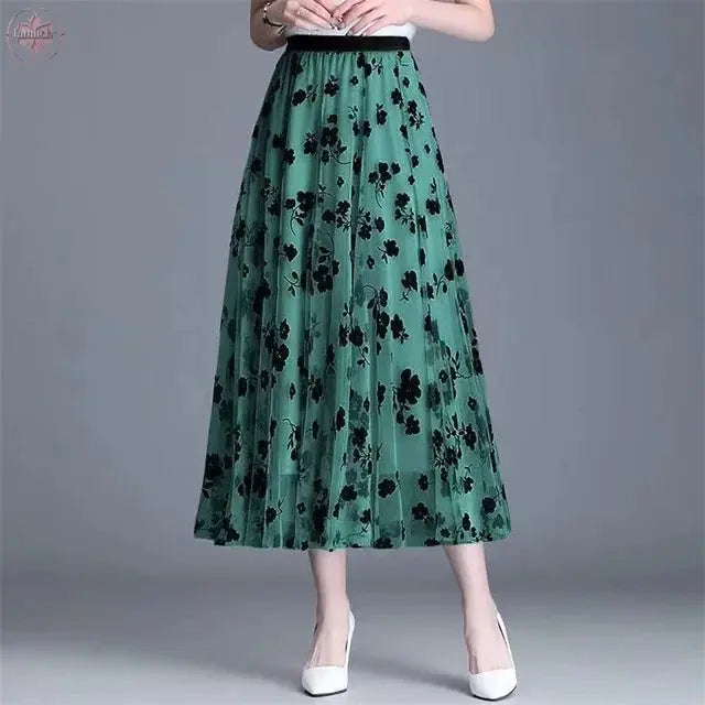 Mesh Floral Skirt For Women 