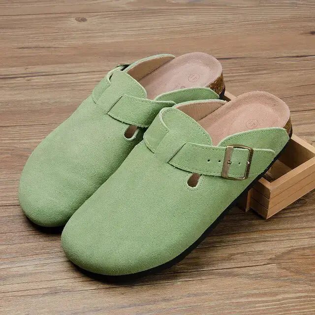 Baotou Women Closed Toe Cork Slippers 