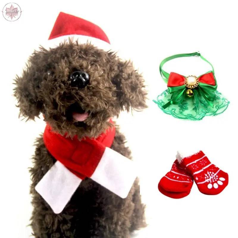 Autumn Winter Pet Dog Christmas Set Dog Cat Cap Funny Fabric Pet Costume Puppy Dog Caps Christmas Party Pets Accessories - Lamiiche