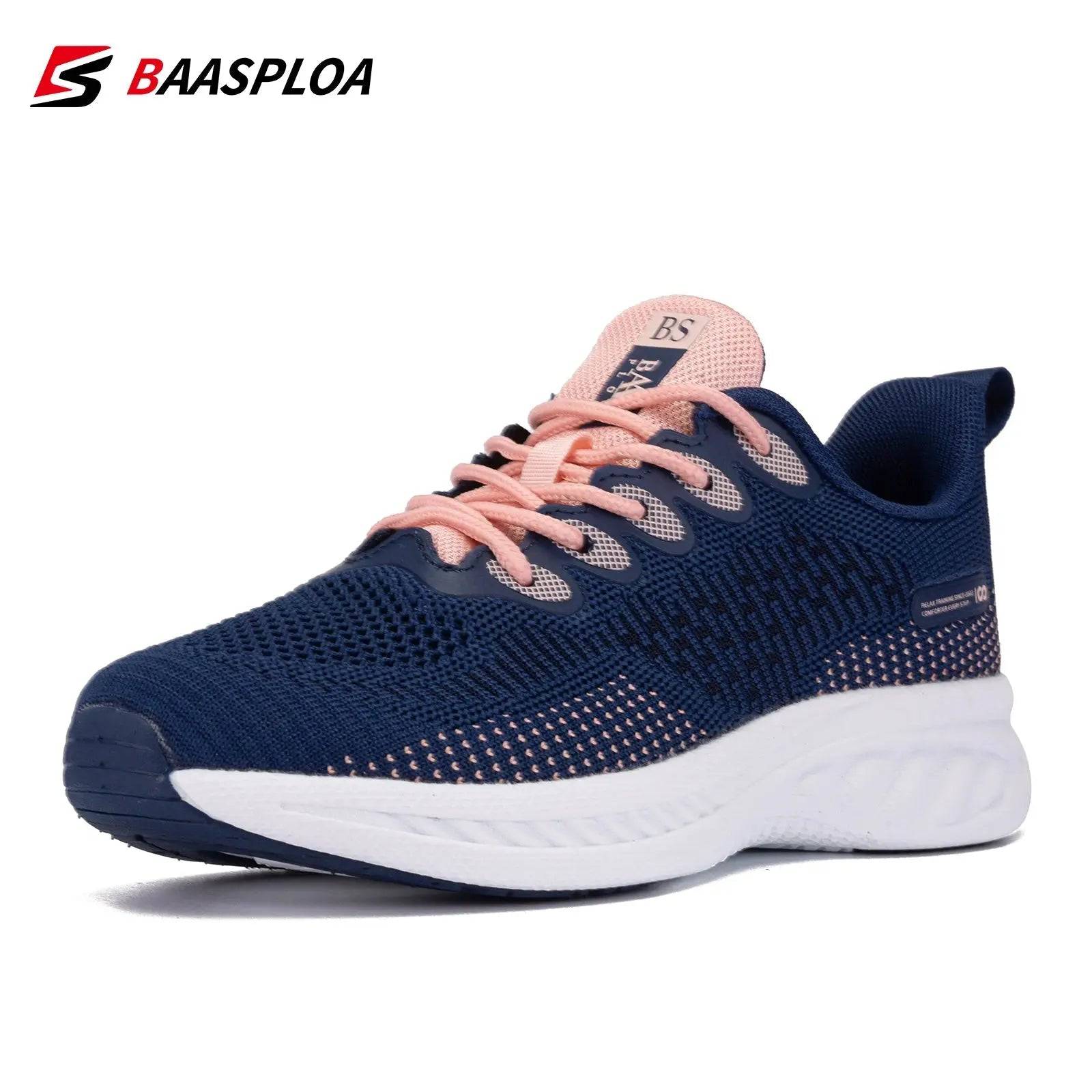 Baasploa 2022 New Women Fashion Sneaker Light Knit Running Shoes Female Tenis Sneaker Comfortable Walking Shoes - Lamiiche