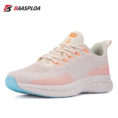 Baasploa 2022 New Women Fashion Sneaker Light Knit Running Shoes Female Tenis Sneaker Comfortable Walking Shoes - Lamiiche