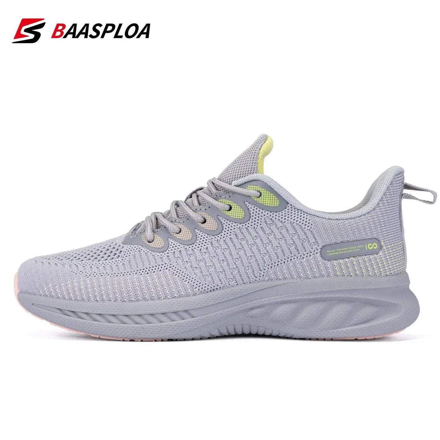 Baasploa 2022 New Women Fashion Sneaker Light Knit Running Shoes Female Tenis Sneaker Comfortable Walking Shoes - Lamiiche