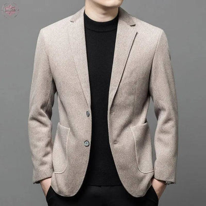 Wool thick men's middle-aged wool suit loose dad casual suit jacket Father's Day - Lamiiche