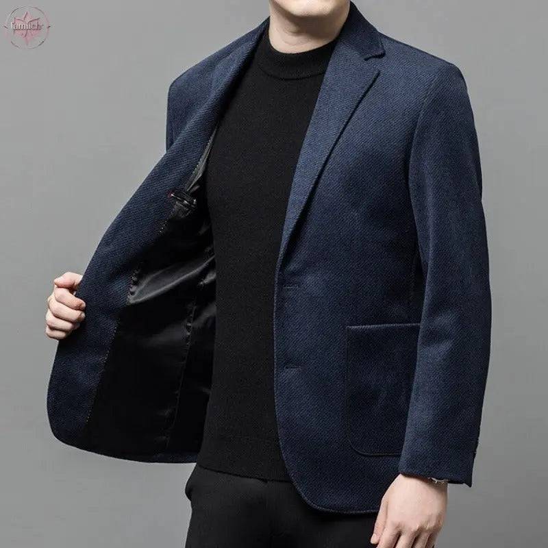 Wool thick men's middle-aged wool suit loose dad casual suit jacket Father's Day - Lamiiche