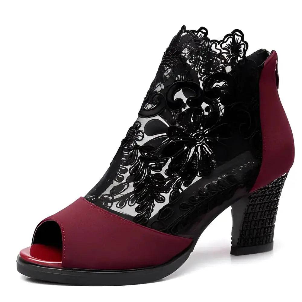 Shoes Lace Mesh High Heels - Lamiiche