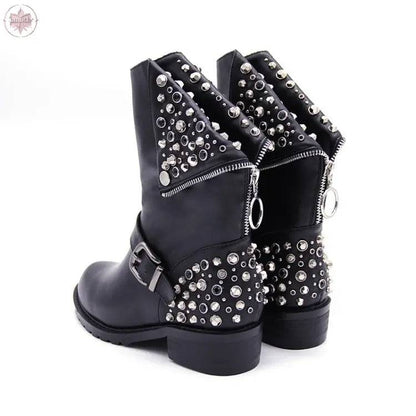 Rivet punk women's leather boots and shoes - Lamiiche