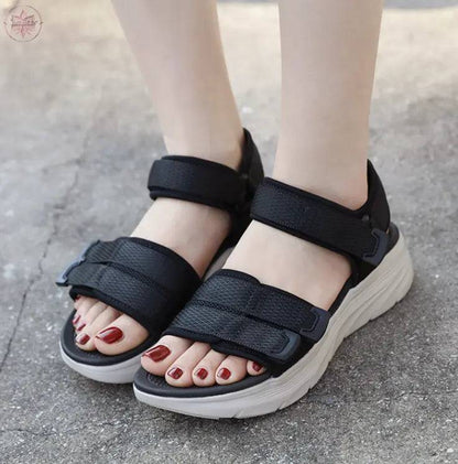 Sandals casual sporty comfortable thick soled Velcro stitching oversized women's shoes - Lamiiche